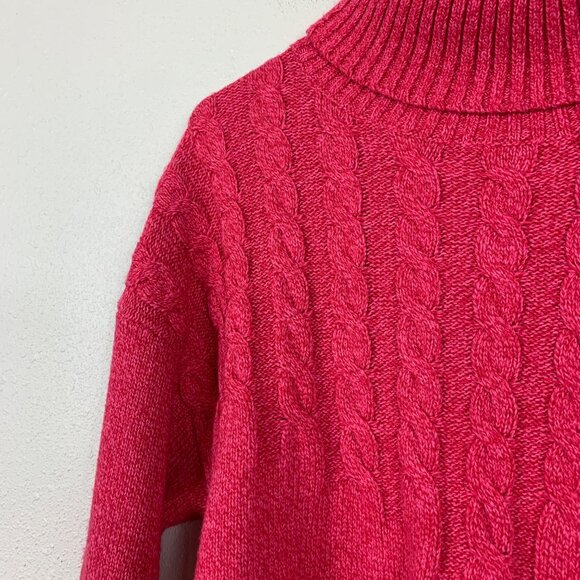 Sundance Cable Knit Turtleneck Sweater Rose Pink Size Large - Picture 3 of 6